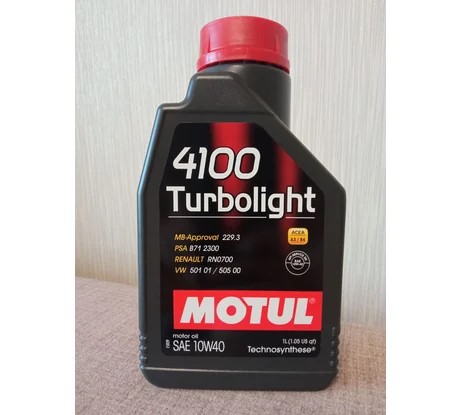 Масло моторное MOTUL 4100 Turbolight 10W40 SN A3/B4 (1л.) п/синт. (бенз.,диз.)