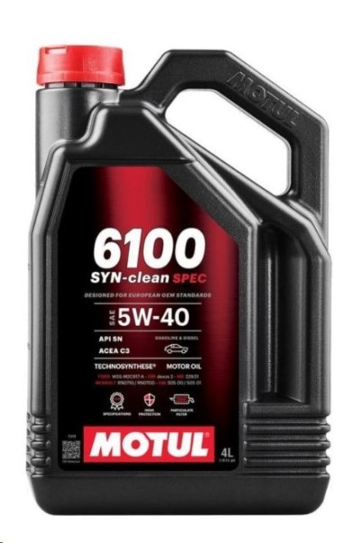 Масло моторное MOTUL 6100 Syn-Clean Spec 5W40 SN C3 (4л.) синтетическое  (бенз., диз.)