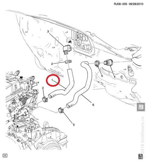 Патрубок печки Chevrolet Aveo T300 АКПП вход.