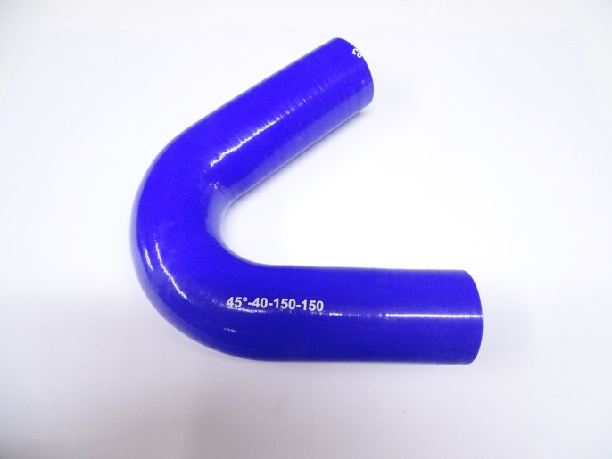 Патрубок угловой силикон 45,d40,L150x150, 4 нити стенка (5мм)