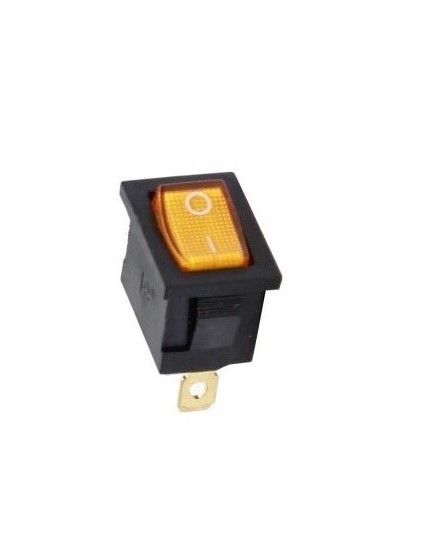 Выключатель клавишный ON-OFF 12V 15A 3 конт. желтая с подсветкой
