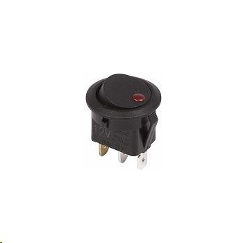 Выключатель клавишный ON-OFF 12V 20A 3 конт. черн. с красн. LED подсветкой, круглая