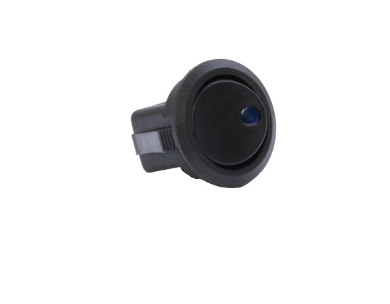 Выключатель клавишный ON-OFF 12V 20A 3 конт. черн. с син. LED подсветкой, круглая