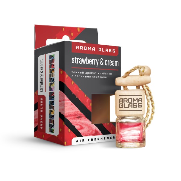 Ароматизатор подвесной  Aroma Glass  Strawberry&Cream (аромат клубники с ледяными сливками)