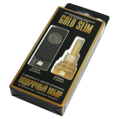 Ароматизатор на дефлектор  GOLD SLIM  Новая машина+дождь и роса 8 мл