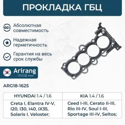 Прокладка ГБЦ Hyundai Solaris i30 Kia Ceed с 2012 г. 1.4/1.6