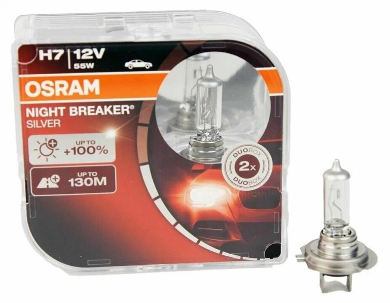 Лампа H7 12V 55W PX26d набор +100% NIGHT BREAKER SILVER (2 шт)