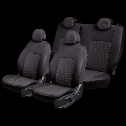 Чехлы на сиденье Renault Logan-2 Sandero-2, Logan Stepway-1 с 07.2018г 60/40 2П+3Г Дублин Жаккард черный (разд.зад.сп)