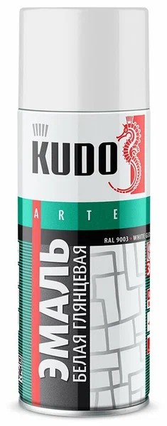 Краска спрей KUDO алкидн. Белая глянцевая 520 мл