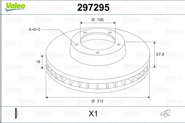 Диск тормозной задний Toyota Land Cruiser Prado 120 Lexus GX470 (312x18)