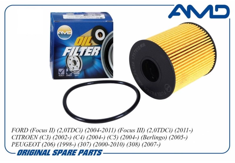 Фильтр масляный Ford Focus III Transit Citroen C3/C4 1.6 Peugeot 206/307 Mitsubishi Outlander II/III