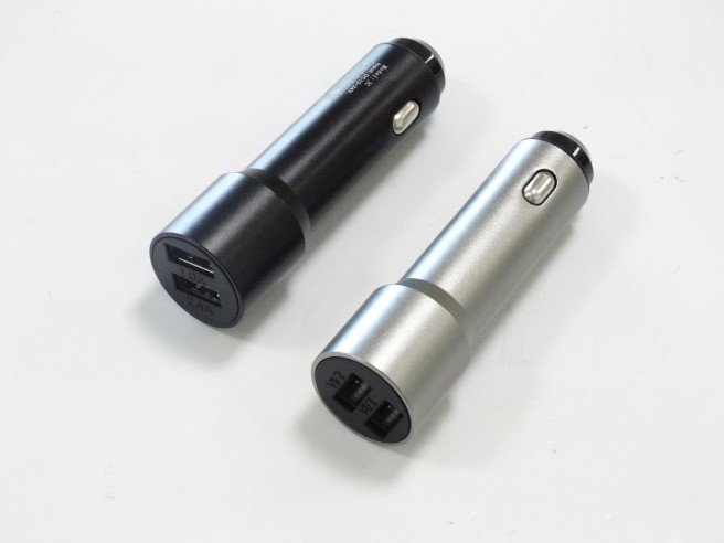 Зарядное устр-во в прикур. 2 USB 2.4A и 1A металл, удлиненный