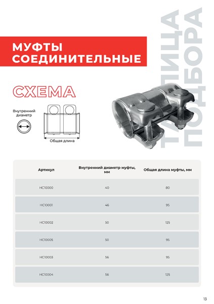 Соединитель труб глушителя D40 L80