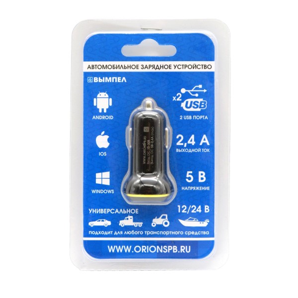 Зарядное устр-во в прикур. 2 USB 2,4A