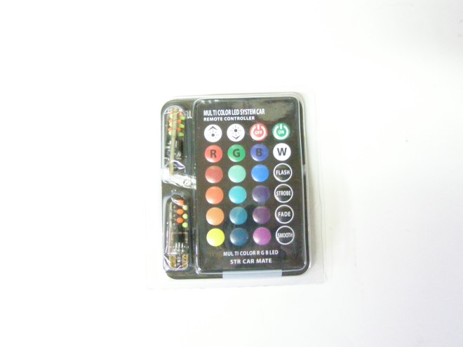Лампа габарит. 12V W2W T10 12 SMD без цок. W2.1x9.5d разноцветная с ПДУ, RGB