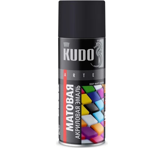 Краска спрей KUDO акрил. Черная матовая RAL 9005 520 мл