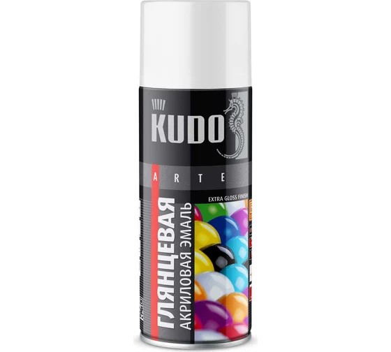 Краска спрей KUDO акрил. Белая глянцевая RAL 9003 520 мл