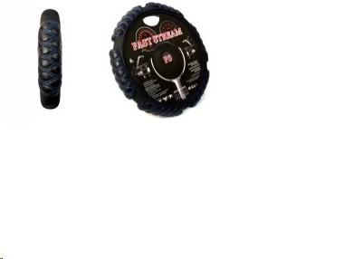 Оплетка руля M 37-38 см экокожа (6 подушек) черная с синей строчкой