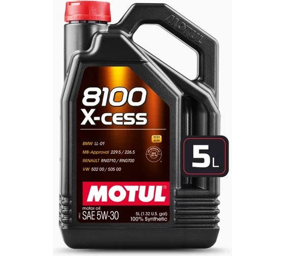 Масло моторное MOTUL 8100 X-cess 5W30 SL A3/B4 (5л.) синтетическое (бенз., диз.)