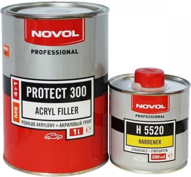 Грунтовка Акрил. 4+1 MS наполнитель черная  Protekt 300  (1 л.+0,25 л. отверд.)