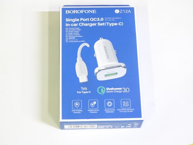 Зарядное устр-во в прикур. 1 USB 3.0A QC3.0 белый + кабель USB Type-C