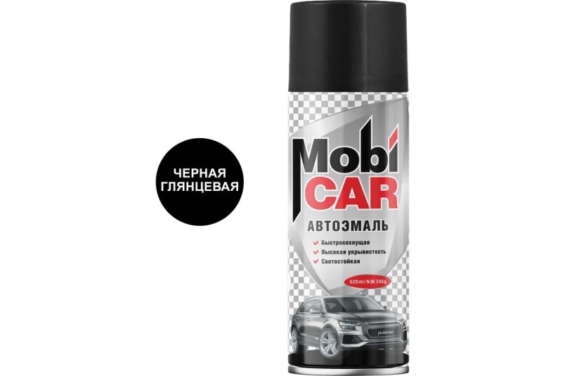 Краска спрей MobiCar акрил. № 601 Черная 520 мл