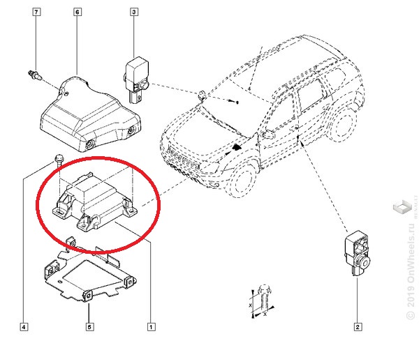 Блок управления системы подушек безопасности Renault Duster
