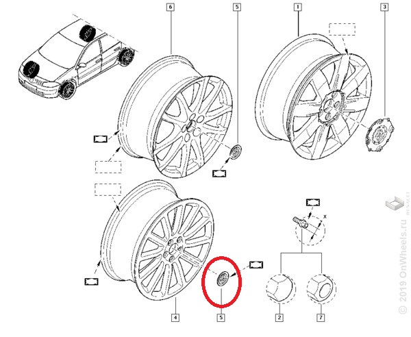 Колпак колеса штатный Renault Megane II