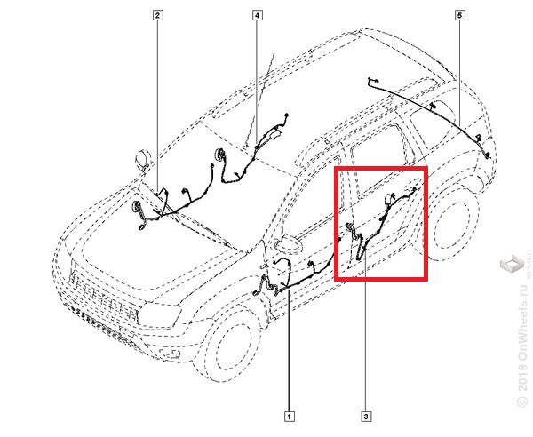 Электропроводка Renault Duster задней двери