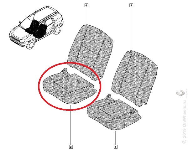 Чехол на сиденье Renault Duster перед. прав.