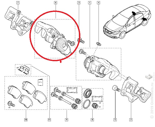 Суппорт Renault Fluence Megane III задн. прав.