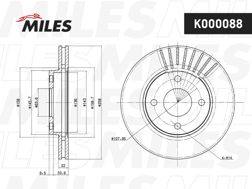 Диск тормозной передний Ford Focus I Fusion Mazda 2 (258x22)