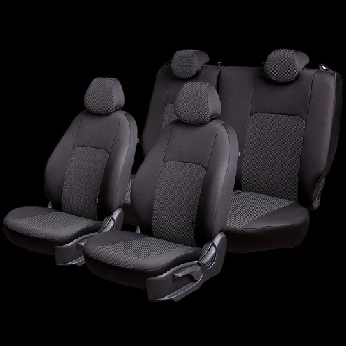 Чехлы на сиденье Daewoo Nexia 01.1994-05.2008г. Дублин Жаккард черный (цельн.задн.спинка)