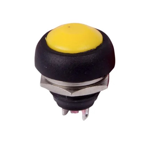 Выключатель-кнопка 250V 1А (2с) ON-OFF Б/фикс. желтый Micro