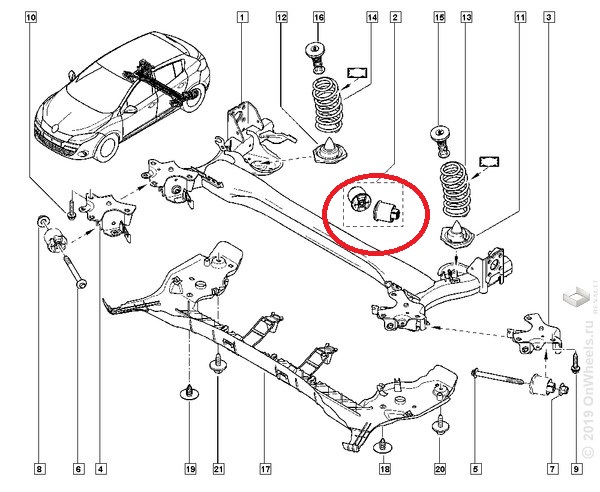 Сайлентблок задн. балки Renault Megane III с 2009 г.