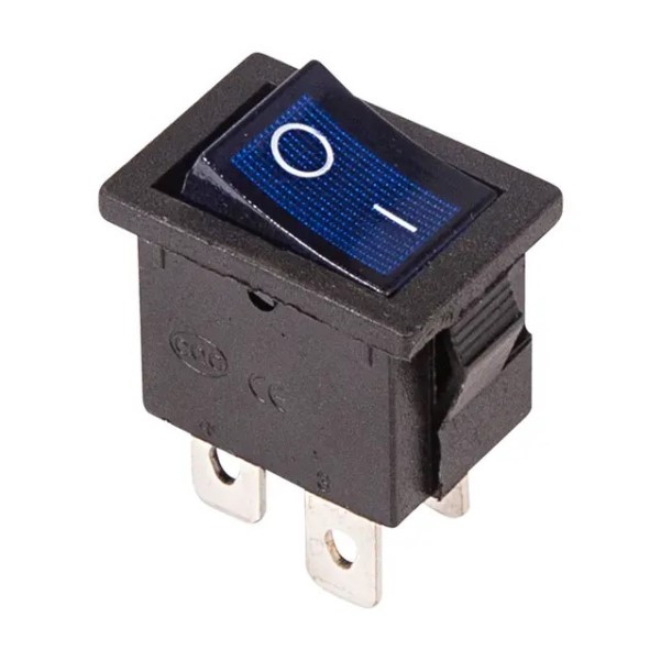 Выключатель клавишный 250V ON-OFF 6А Mini 4 конт. синий (уп.10 шт.)