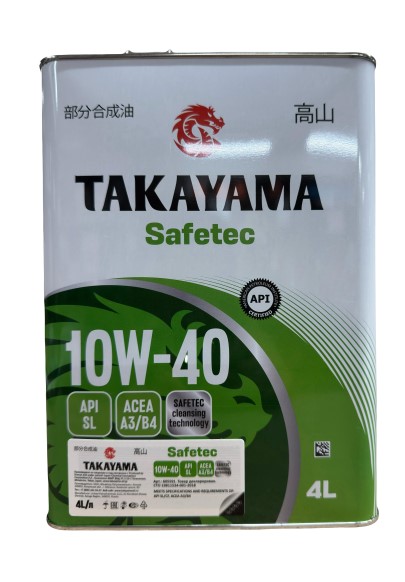 Масло моторное TAKAYAMA Safetec 10W40 SL A3/B4 (4л.) полусинтетическое (ж/б)