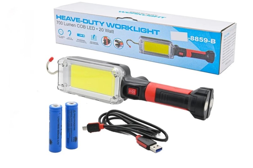 Переноска фонарь автономная, аккумуляторная с зарядкой, LED, 2 режима (магнит+крючок+ножка прищепка)