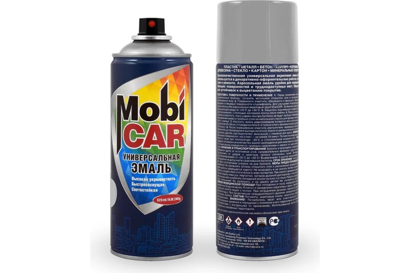 Краска спрей MobiCar акрил. Cеребристо-алюминиевый RAL 9006 520 мл