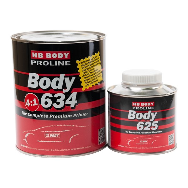 Грунтовка Акрил. 4+1 2К HS наполнитель серая (0,8 л.+0,2 л. отверд.) HB BODY 634