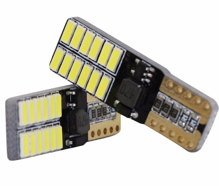 Лампа габарит. 12V W5W T10 24 SMD без цок. W2.1x9.5d CANBUS (обманка) 2 шт