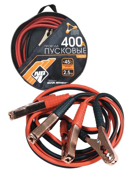 Провода пусковые /400 А/ 2,5 м в сумке, Nova Bright-fusion /морозостойкие/
