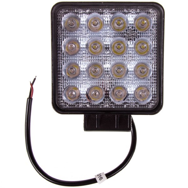 Фара светодиодная дополнительная 16 SMD 48W, 12/24V, 6000K  107*107(126)*50 мм (прямоугольная) дальний