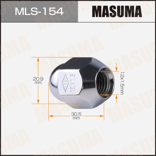 Гайка колеса M12*1.5*30,5 Конус, закр., ключ 21мм