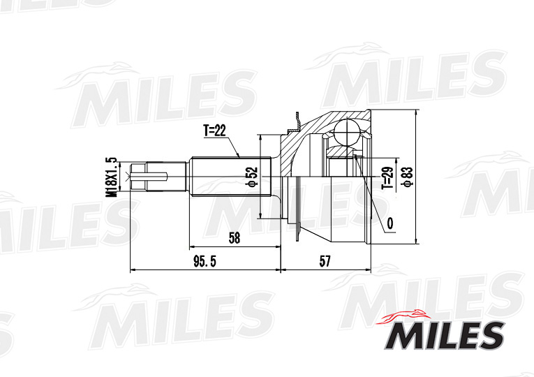 ШРУС Daewoo Nexia Espero Lanos Kalos Aveo наруж. 1.5 8кл. 22зуб. без ABS