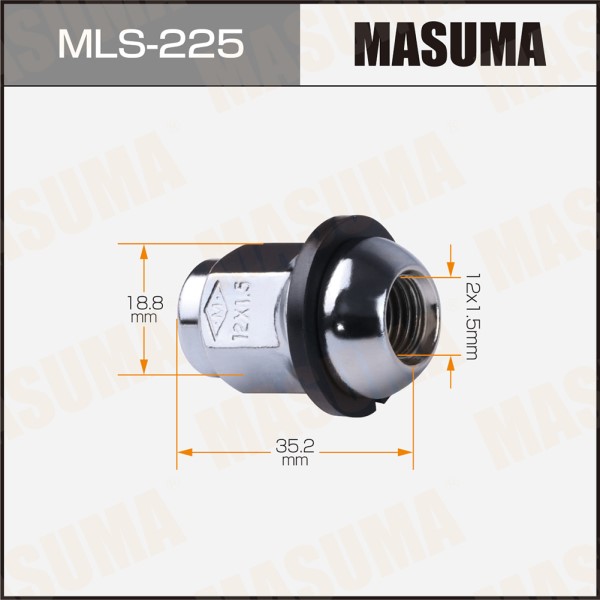 Гайка колеса M12*1.5*35,2 Конус с выступ., закр.,с юбкой ключ 19мм