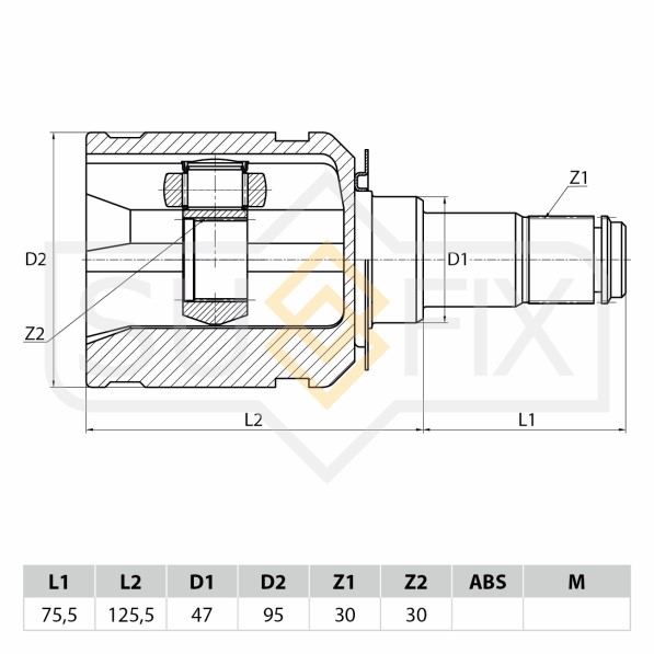ШРУС Toyota Land Cruiser Prado 120 Lexus GX470 до 2009 г. внутр.