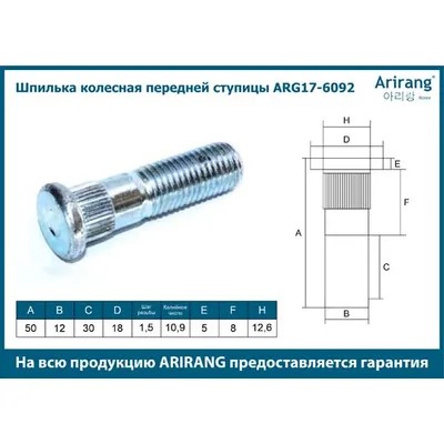 Шпилька колеса Hyundai Accent Kia Ceed Mazda 6 Chevrolet Aveo