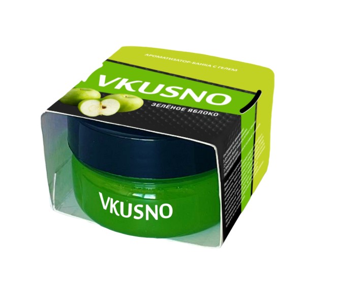 Ароматизатор на панель с гелевыми шариками  Vkusno  Зеленое яблоко