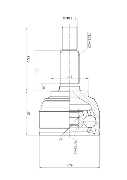 ШРУС Lada Largus 8 кл. Nissan Note наруж. без ABS
